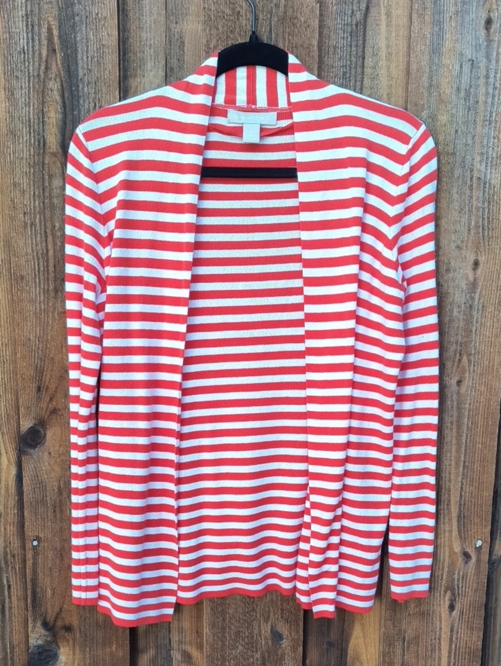 Banana Republic Orange & White Striped Open Cardigan